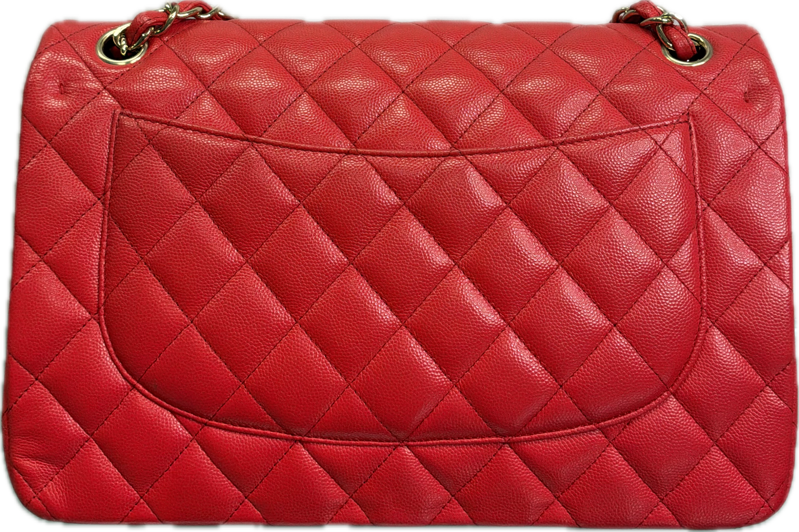 Chanel Jumbo Classic Flap Red Caviar Leather Crossbody Handbag - Image 3