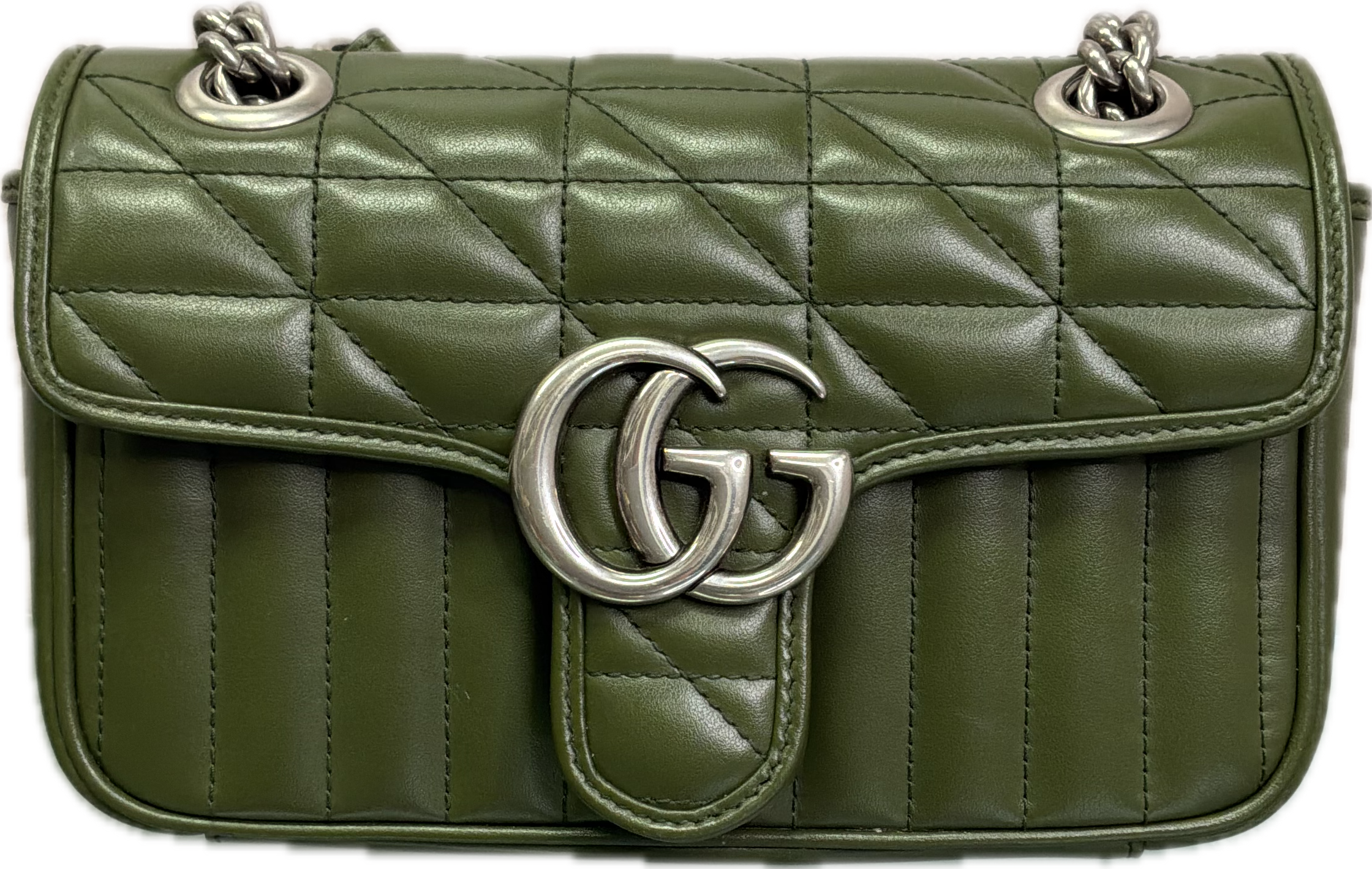 Gucci Small Marmont Olive Green Leather Crossbody Bag