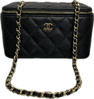 Chanel Black Caviar Quilted Vanity Case Crossbody Bag