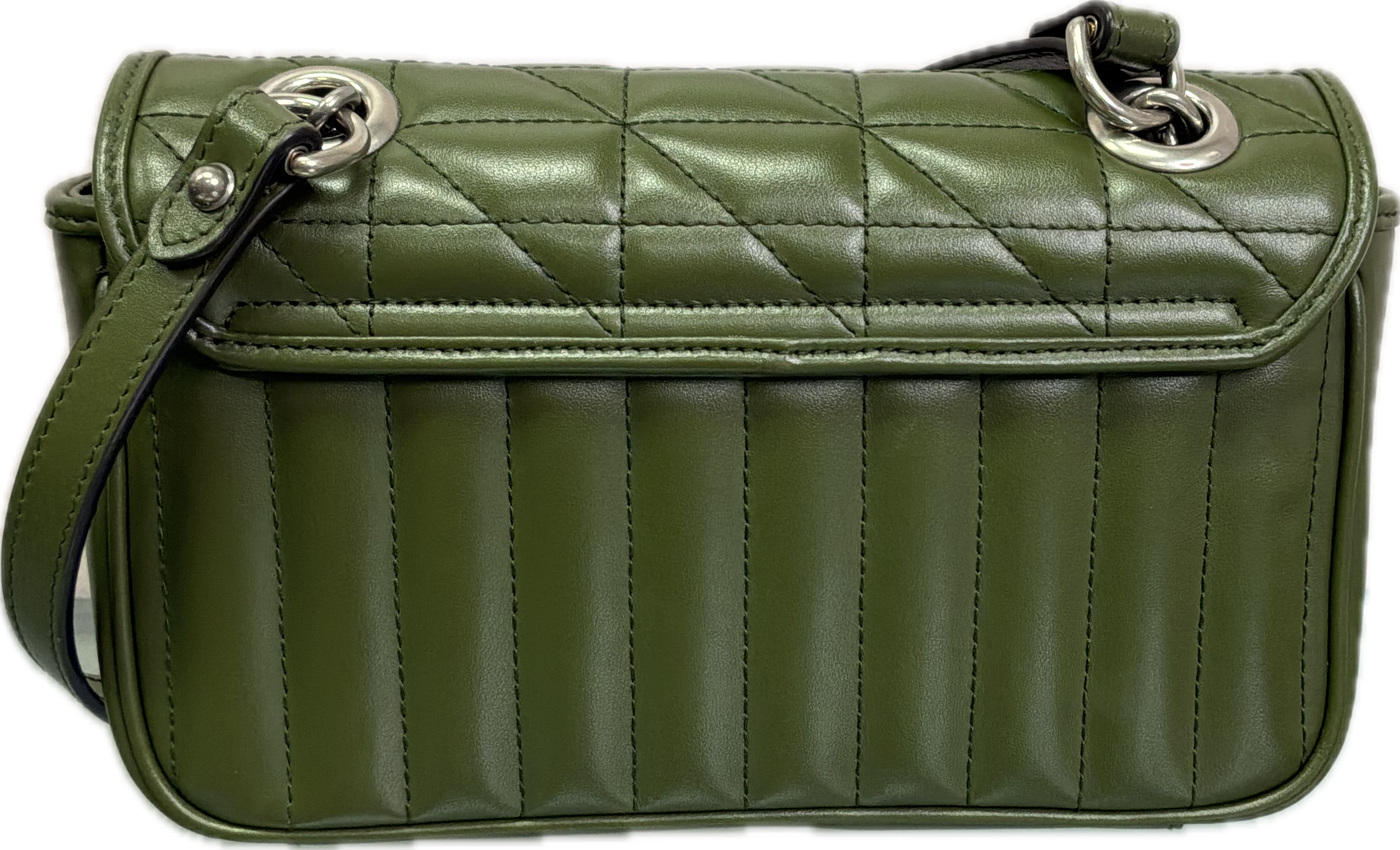 Gucci Small Marmont Olive Green Leather Crossbody Bag - Image 2
