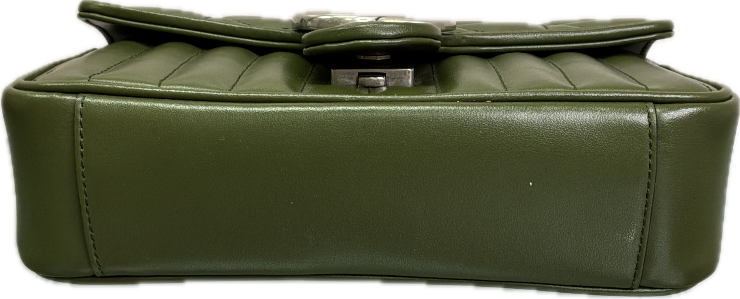Gucci Small Marmont Olive Green Leather Crossbody Bag - Image 3