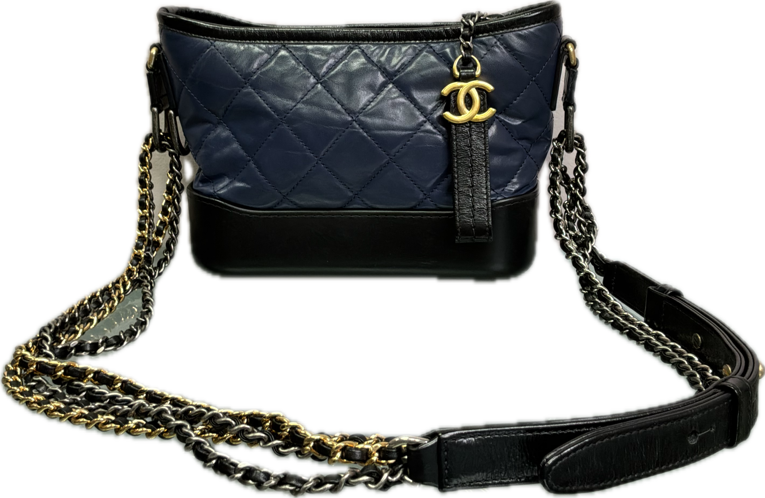 Chanel Gabrielle Small Navy Blue Quilted Chain Crossbody Bag - Image 2