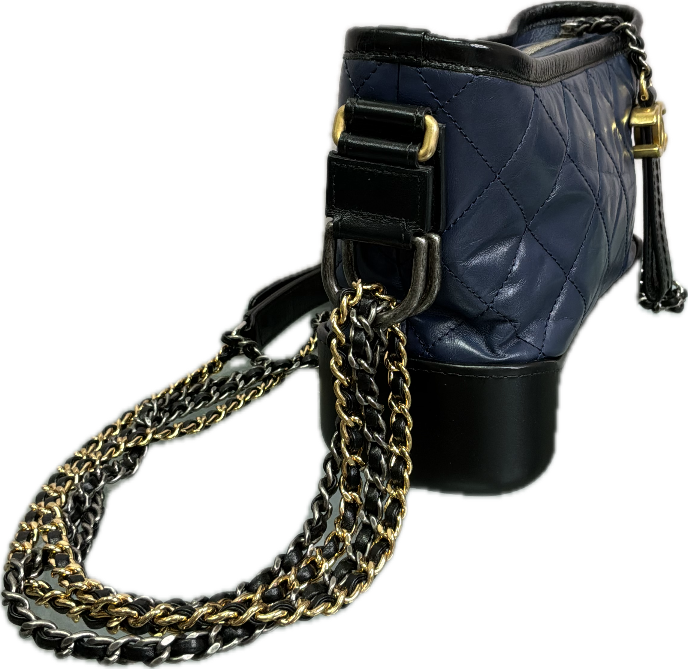 Chanel Gabrielle Small Navy Blue Quilted Chain Crossbody Bag - Image 5