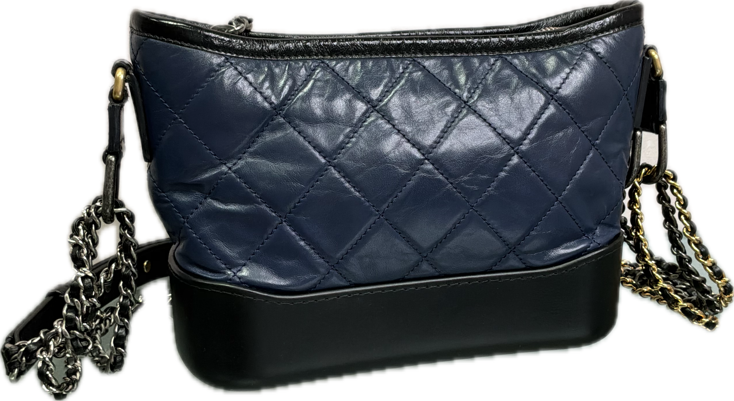 Chanel Gabrielle Small Navy Blue Quilted Chain Crossbody Bag - Image 4