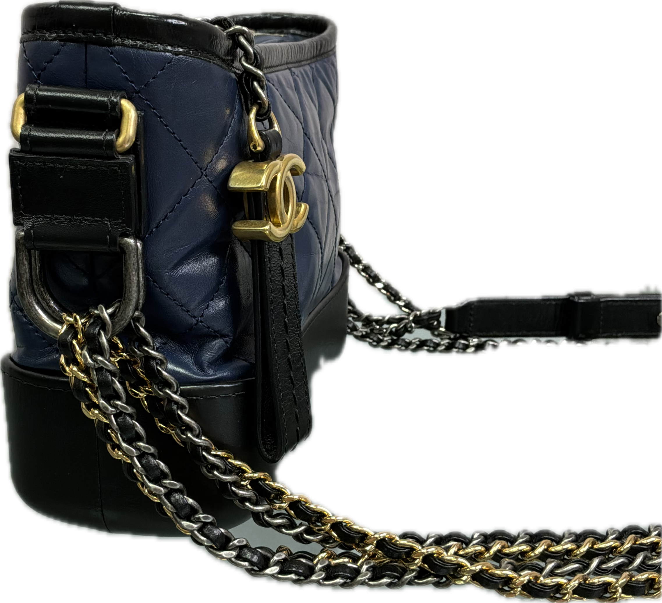 Chanel Gabrielle Small Navy Blue Quilted Chain Crossbody Bag - Image 7