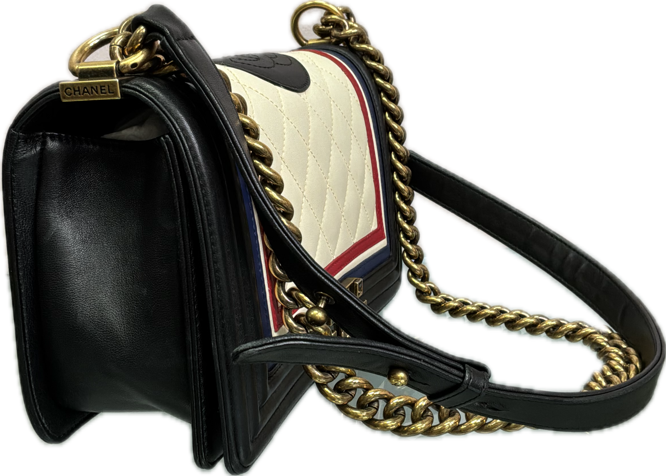 Chanel Boy Bag Black Spade Quilted Leather Crossbody - Image 7