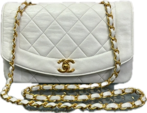 Chanel Vintage Diana Style White Quilted Calfskin Flap Shoulder Bag