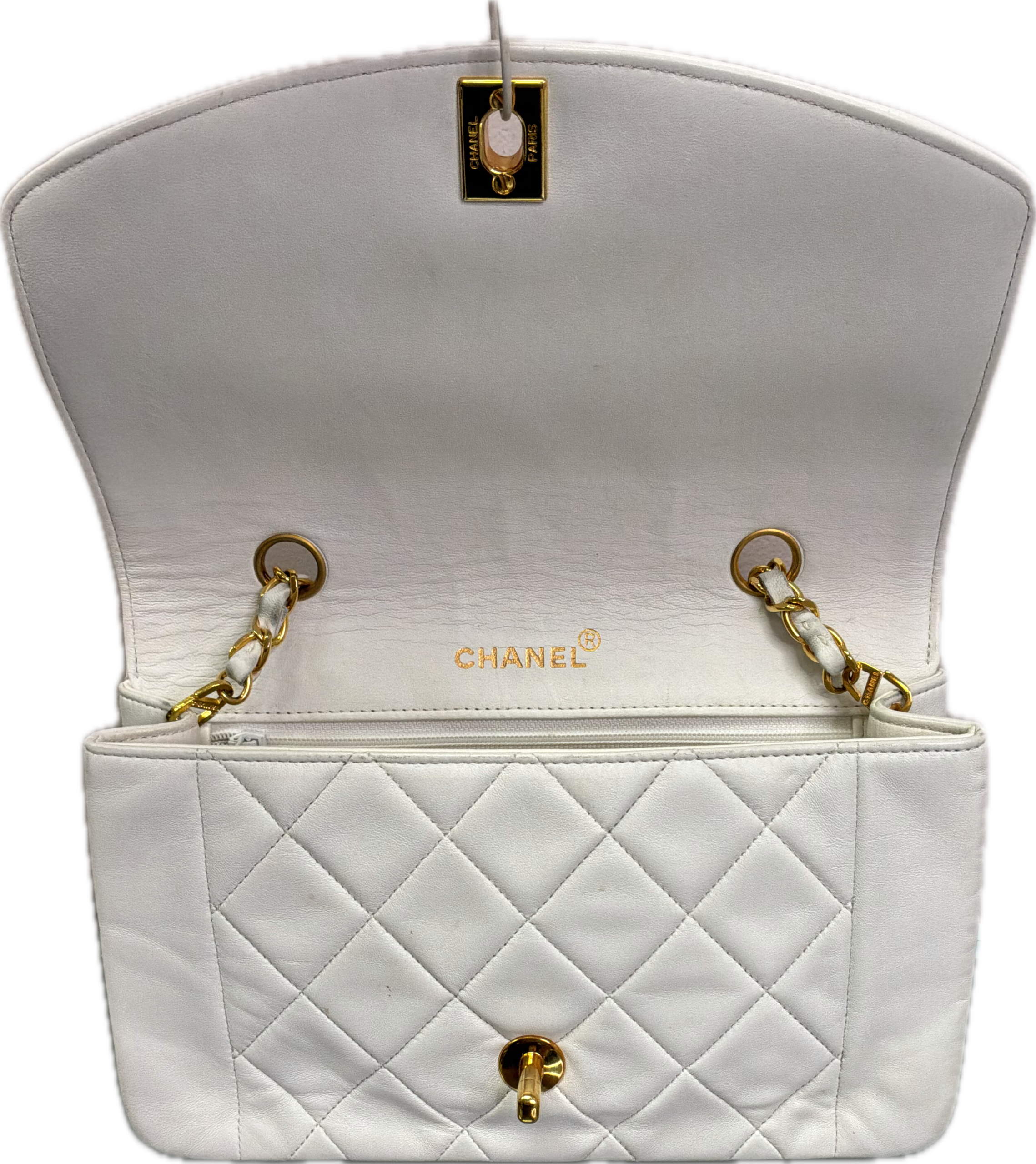 Chanel Vintage Diana Style White Quilted Calfskin Flap Shoulder Bag - Image 5