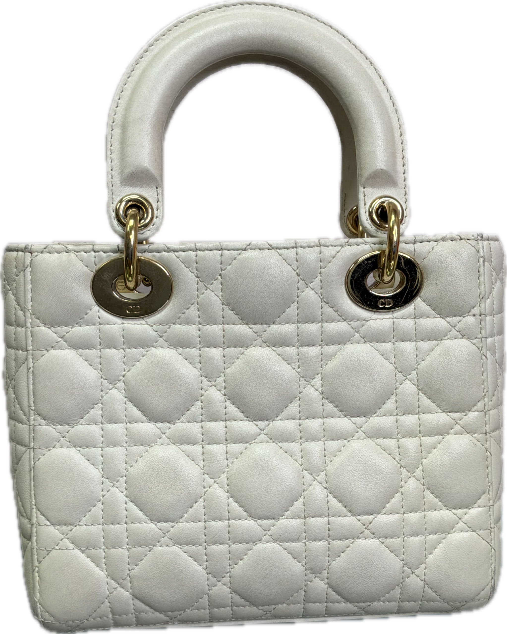 Christian Dior Small Lady Dior White Cannage Lambskin Bag with Strap - Image 2