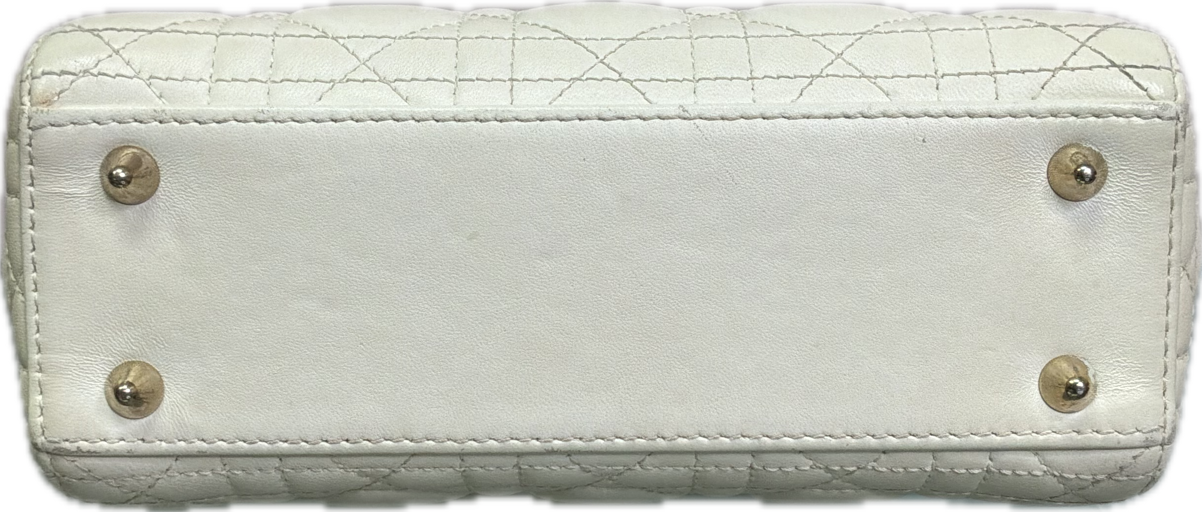 Christian Dior Small Lady Dior White Cannage Lambskin Bag with Strap - Image 3