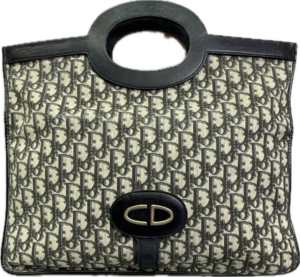 Christian Dior Vintage Monogram Embroidered Fold-Over Clutch with Top Handle