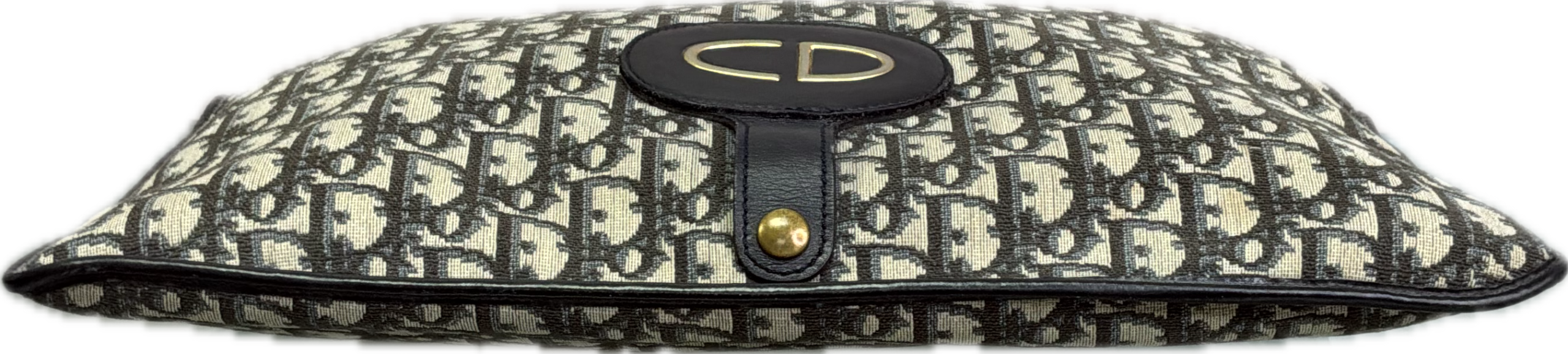 Christian Dior Vintage Monogram Embroidered Fold-Over Clutch with Top Handle - Image 3