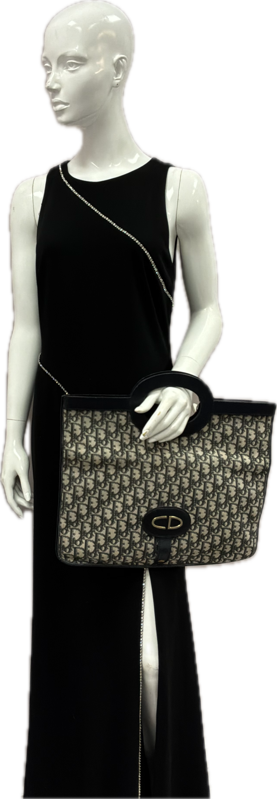 Christian Dior Vintage Monogram Embroidered Fold-Over Clutch with Top Handle - Image 5