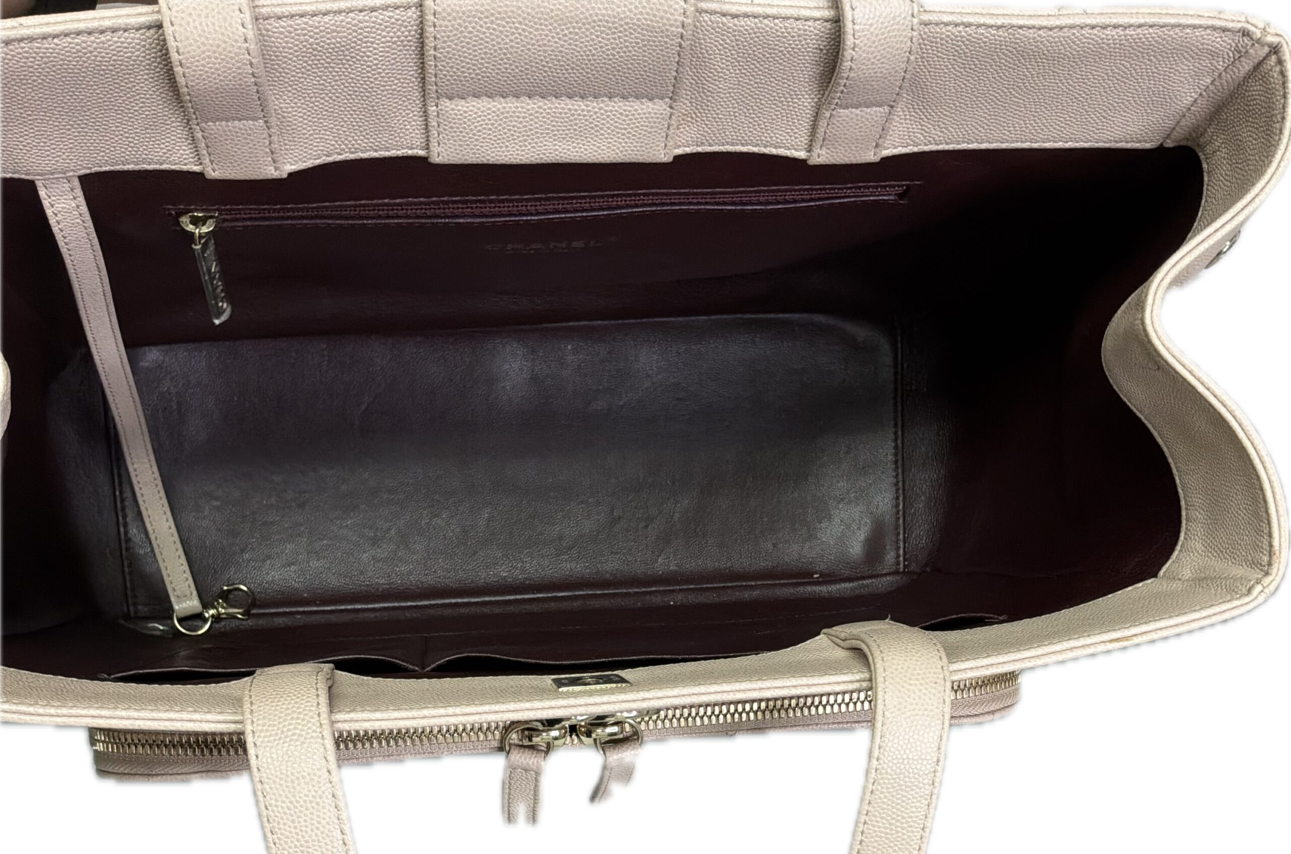Chanel Large Affinity Beige Caviar Leather Tote Bag - Image 6