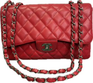 Chanel Jumbo Classic Red Caviar Leather Single Flap Shoulder Bag