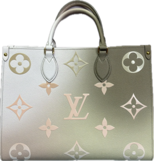 Louis Vuitton OnTheGo MM Khaki & White Monogram Tote Bag