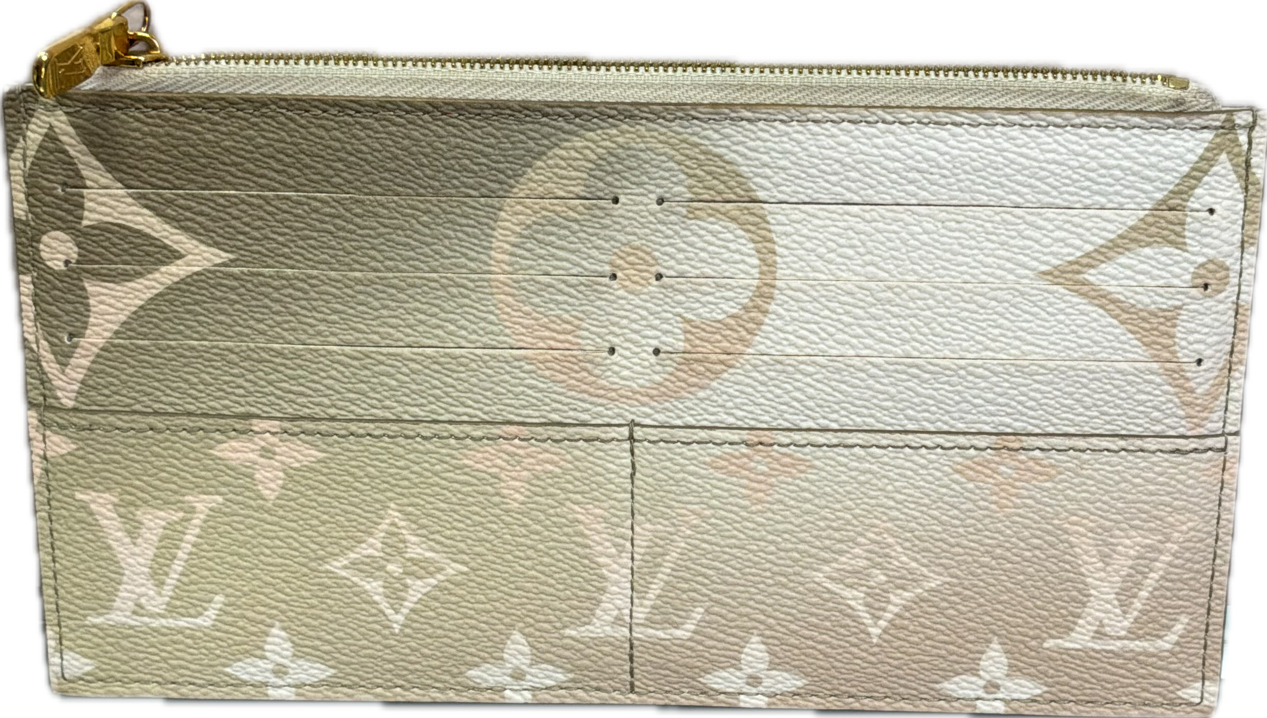 Louis Vuitton OnTheGo MM Khaki & White Monogram Tote Bag - Image 8