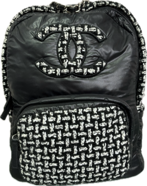 Chanel Tweed & Leather Black Backpack