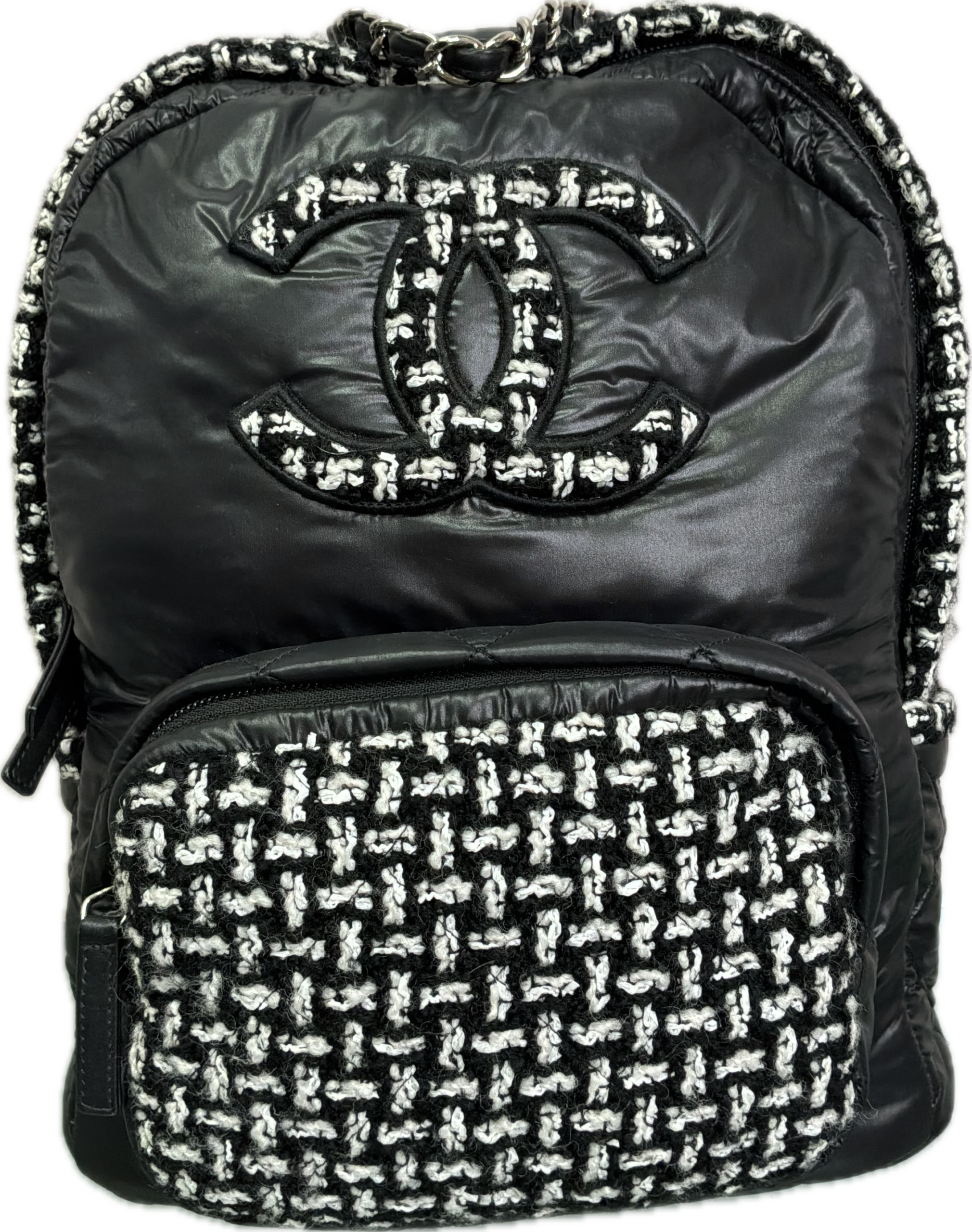 Chanel Tweed & Leather Black Backpack