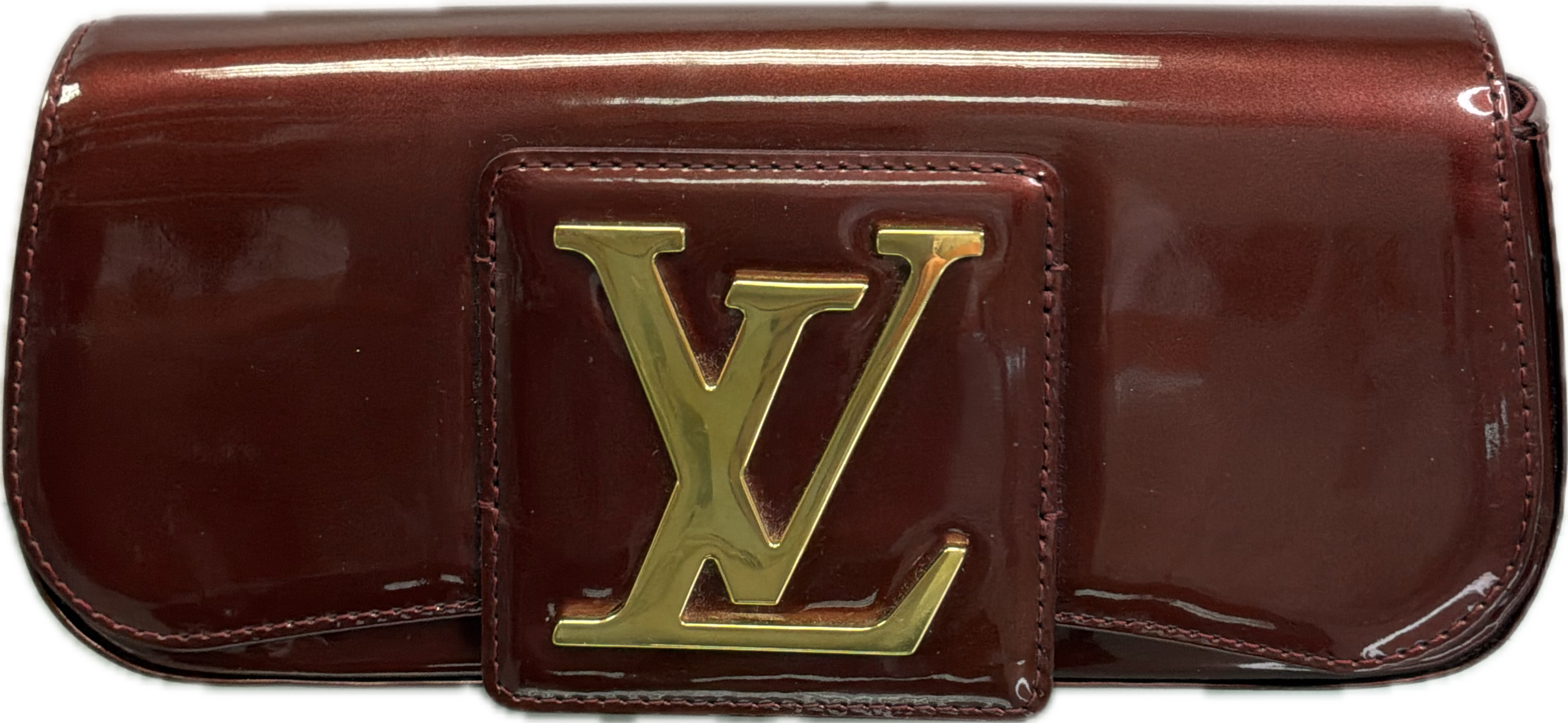 Louis Vuitton Sobe Clutch Burgundy Monogram Vernis Patent Leather