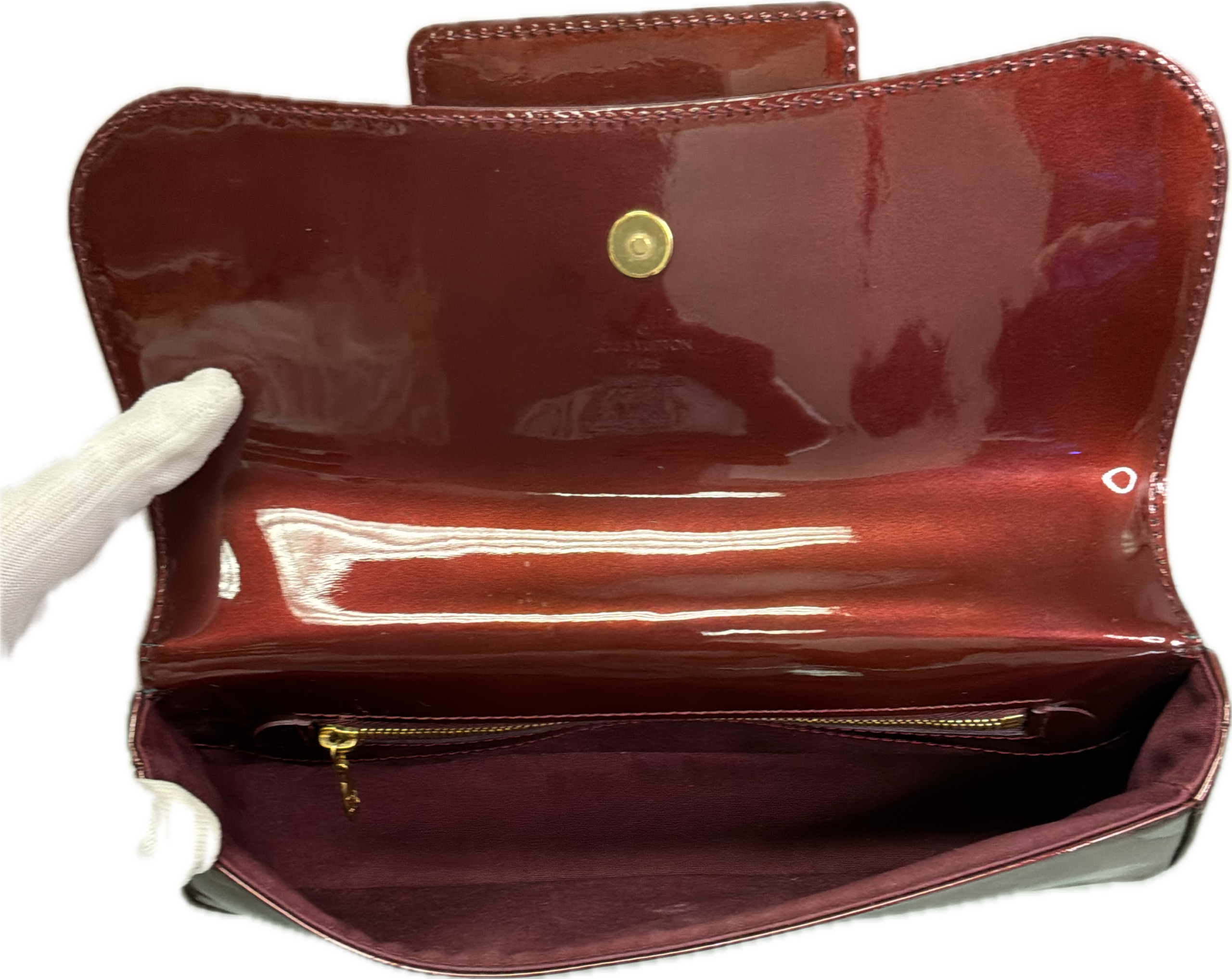 Louis Vuitton Sobe Clutch Burgundy Monogram Vernis Patent Leather - Image 5