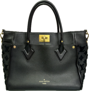 Louis Vuitton On My Side MM Black Leather Tote Bag
