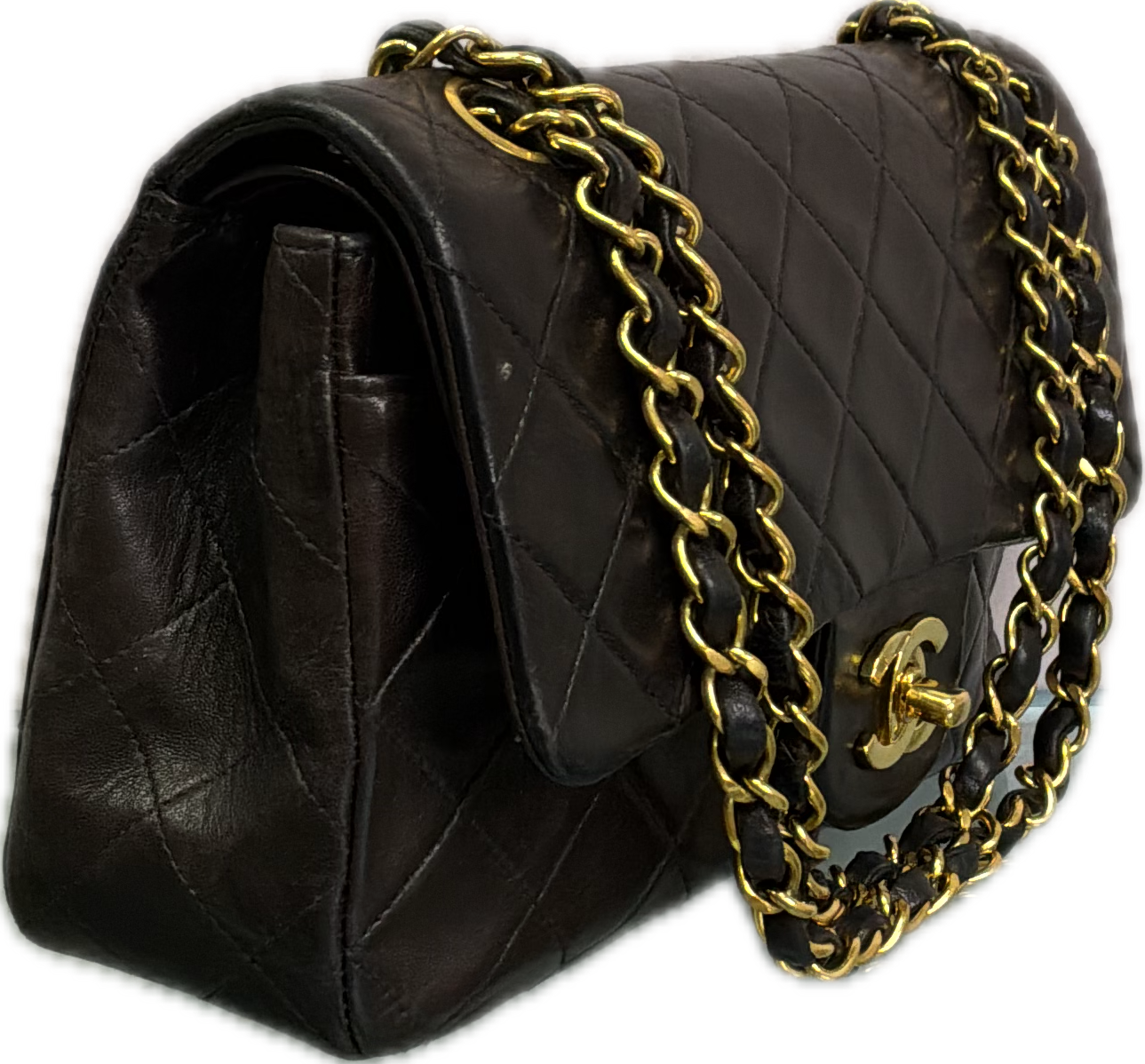 Chanel Small Classic Lambskin Flap Handbag – Black – Vintage - Image 3