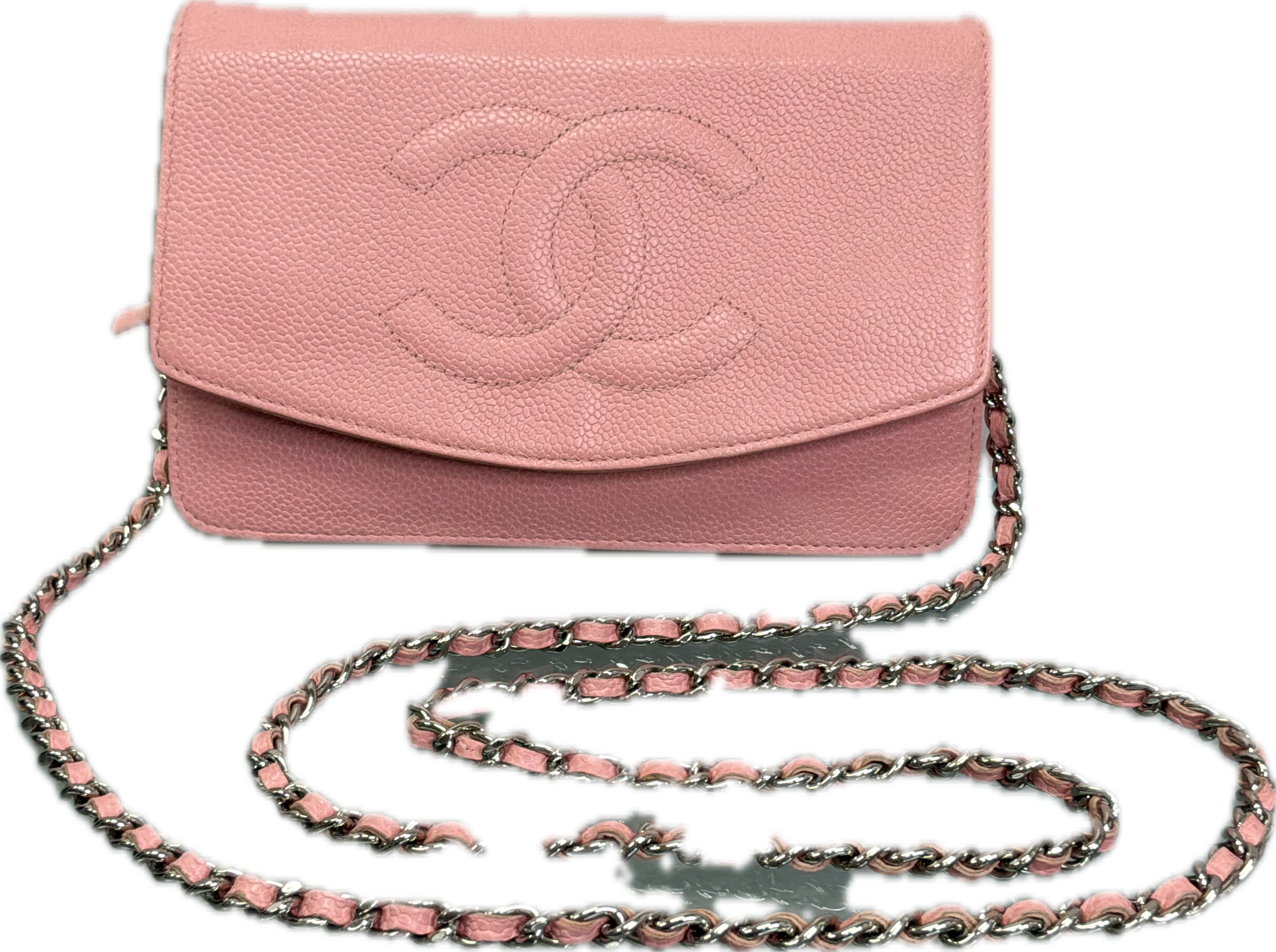 Chanel Pink Caviar Leather Wallet on Chain WOC Crossbody Bag
