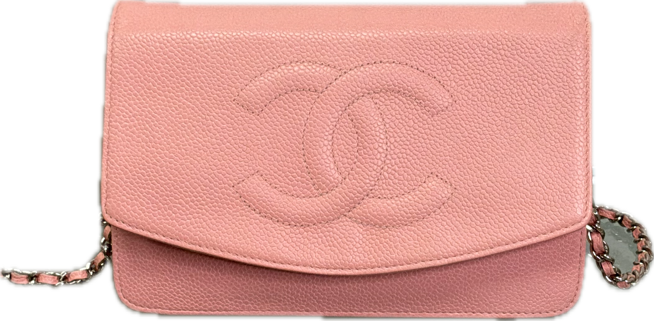 Chanel Pink Caviar Leather Wallet on Chain WOC Crossbody Bag - Image 2