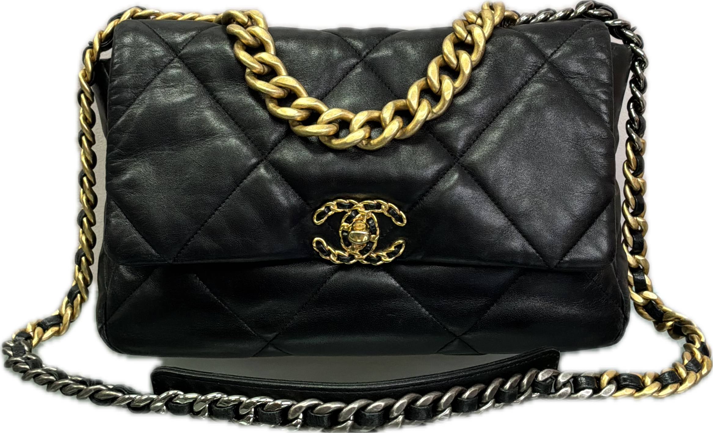 Chanel 19 Large Black Lambskin Flap Bag