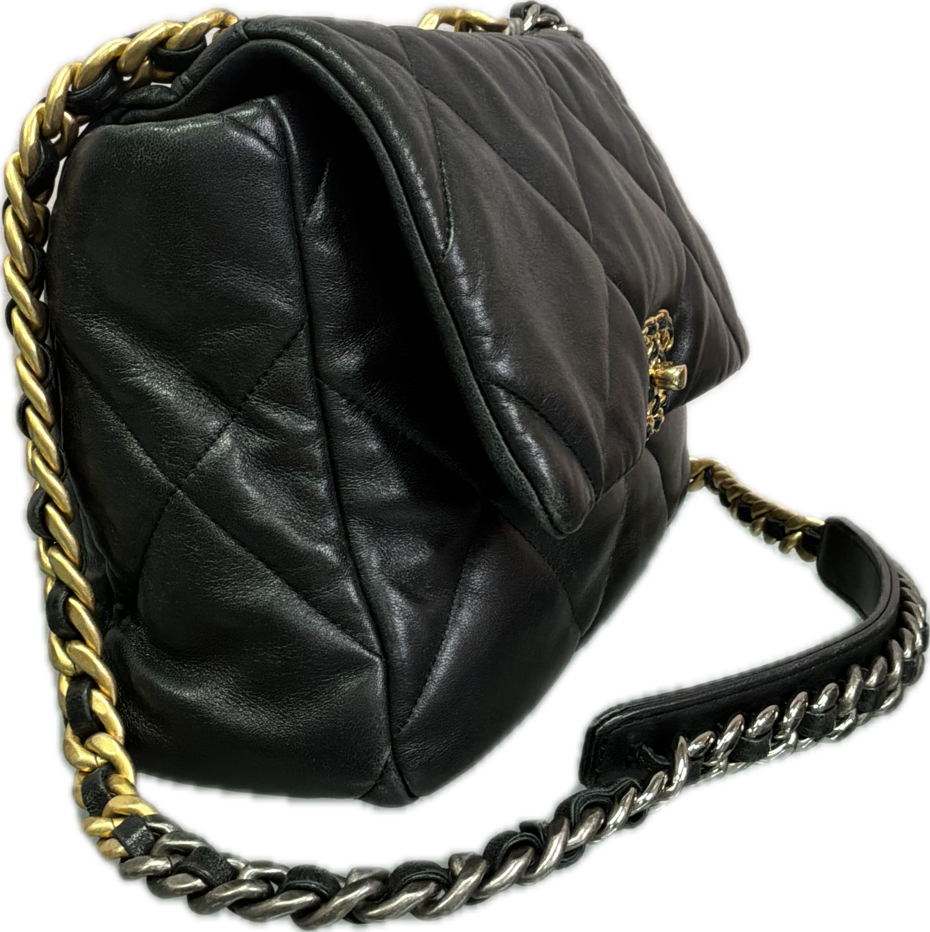 Chanel 19 Large Black Lambskin Flap Bag - Image 3