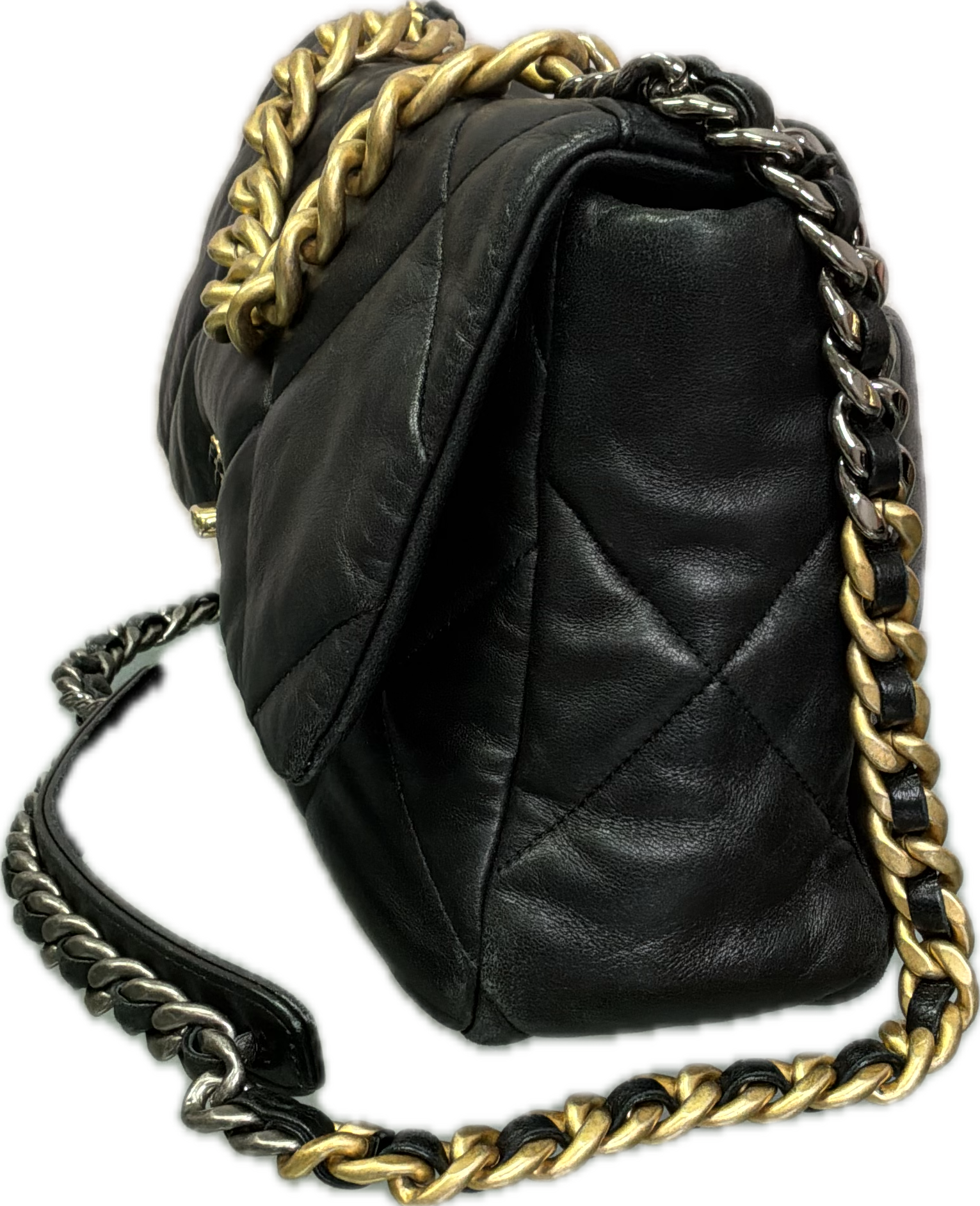 Chanel 19 Large Black Lambskin Flap Bag - Image 4