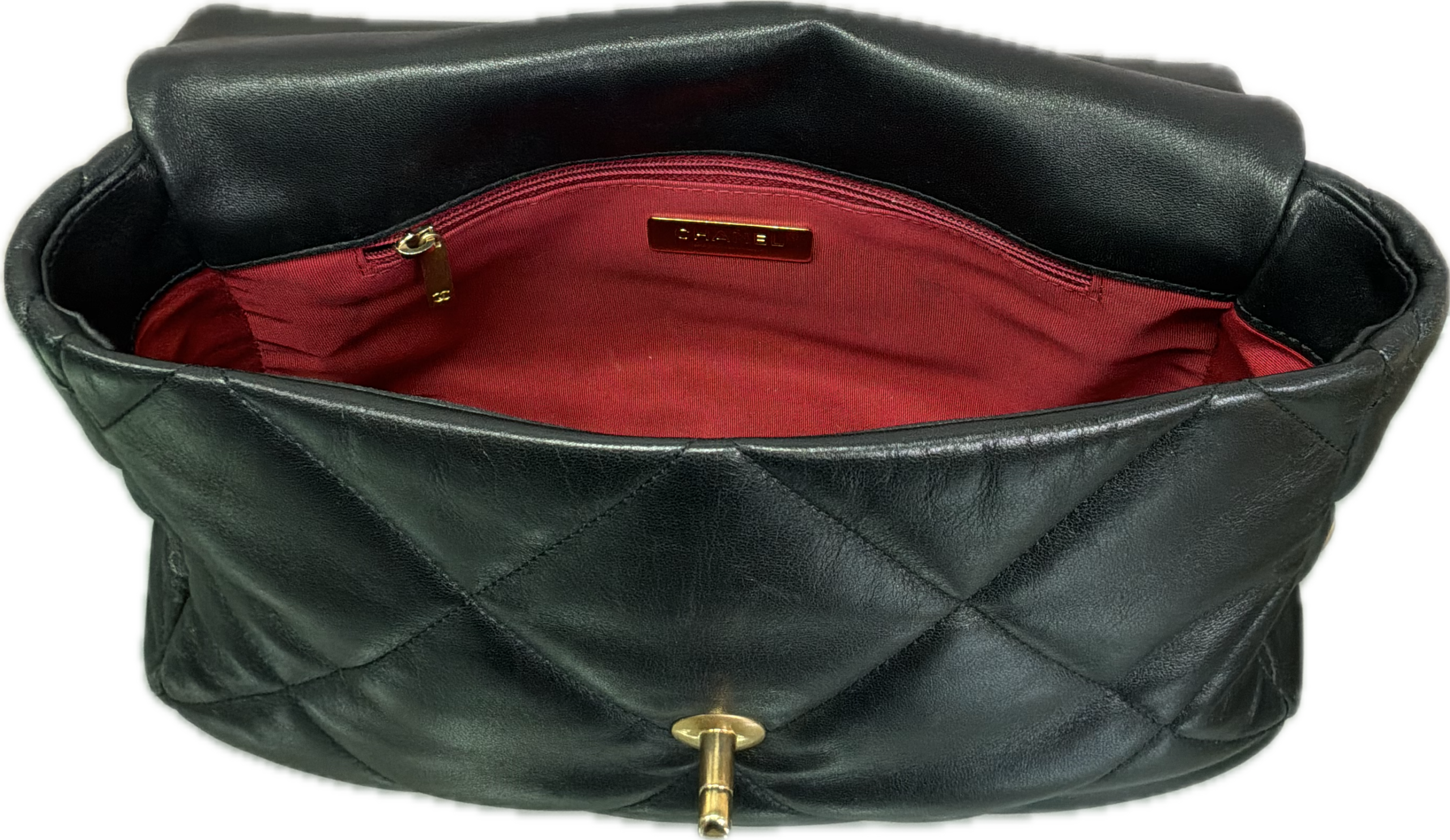 Chanel 19 Large Black Lambskin Flap Bag - Image 6