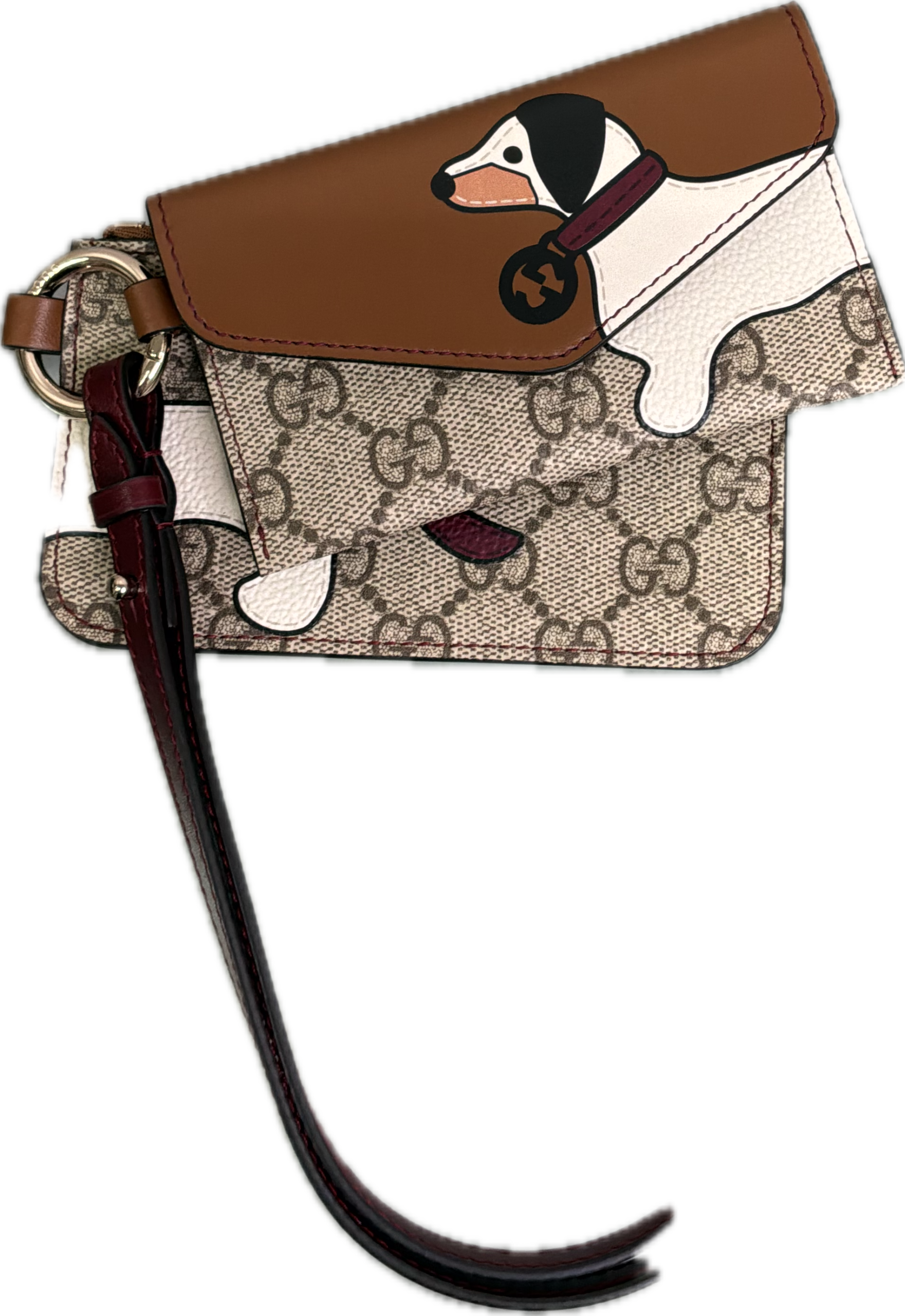 Gucci Dachshund Dog GG Supreme Double Lanyard Pouches - Image 3