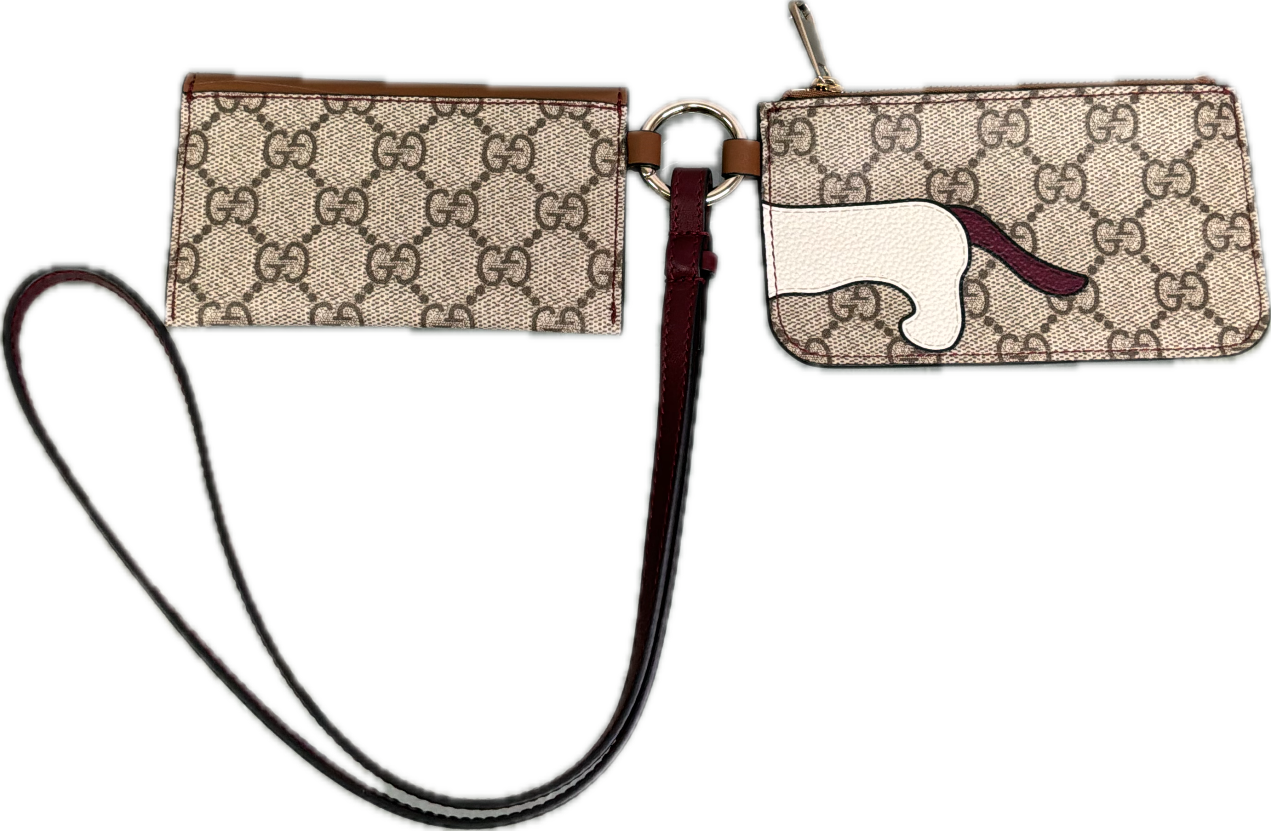 Gucci Dachshund Dog GG Supreme Double Lanyard Pouches - Image 2