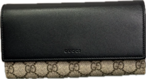 Gucci GG Supreme Monogram Black Leather Continental Wallet