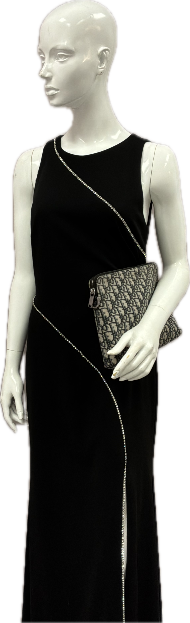 Dior Oblique Jacquard Zip Clutch – Navy & Beige - Image 4
