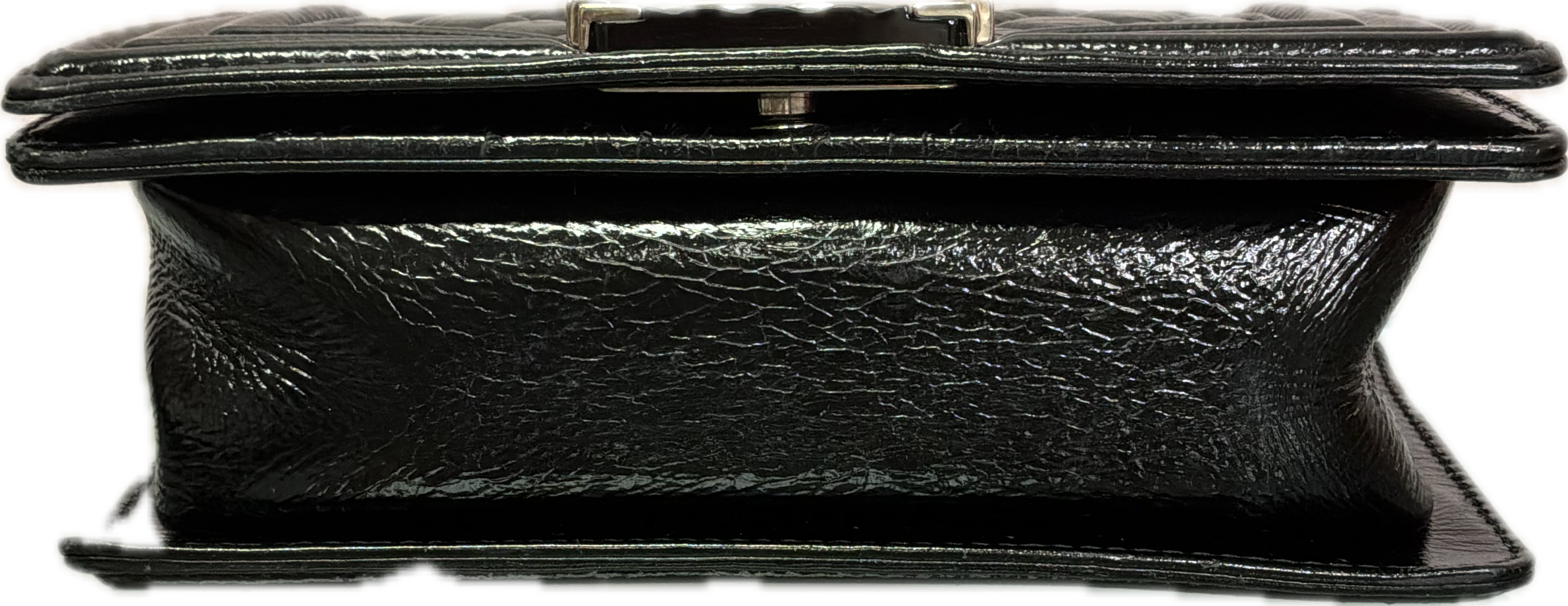 Chanel Boy Mini Black Glossy Leather Crossbody Bag - Image 4