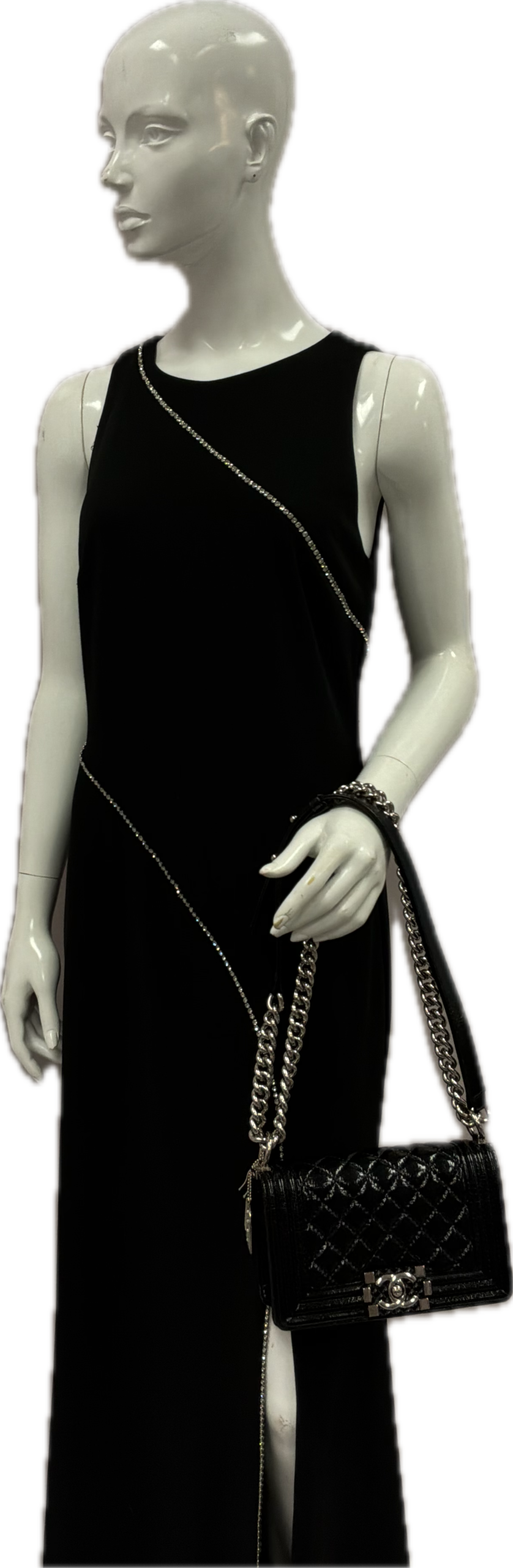 Chanel Boy Mini Black Glossy Leather Crossbody Bag - Image 9