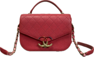 Chanel Berry Red Grained Calfskin Quilted Top Handle Crossbody Bag