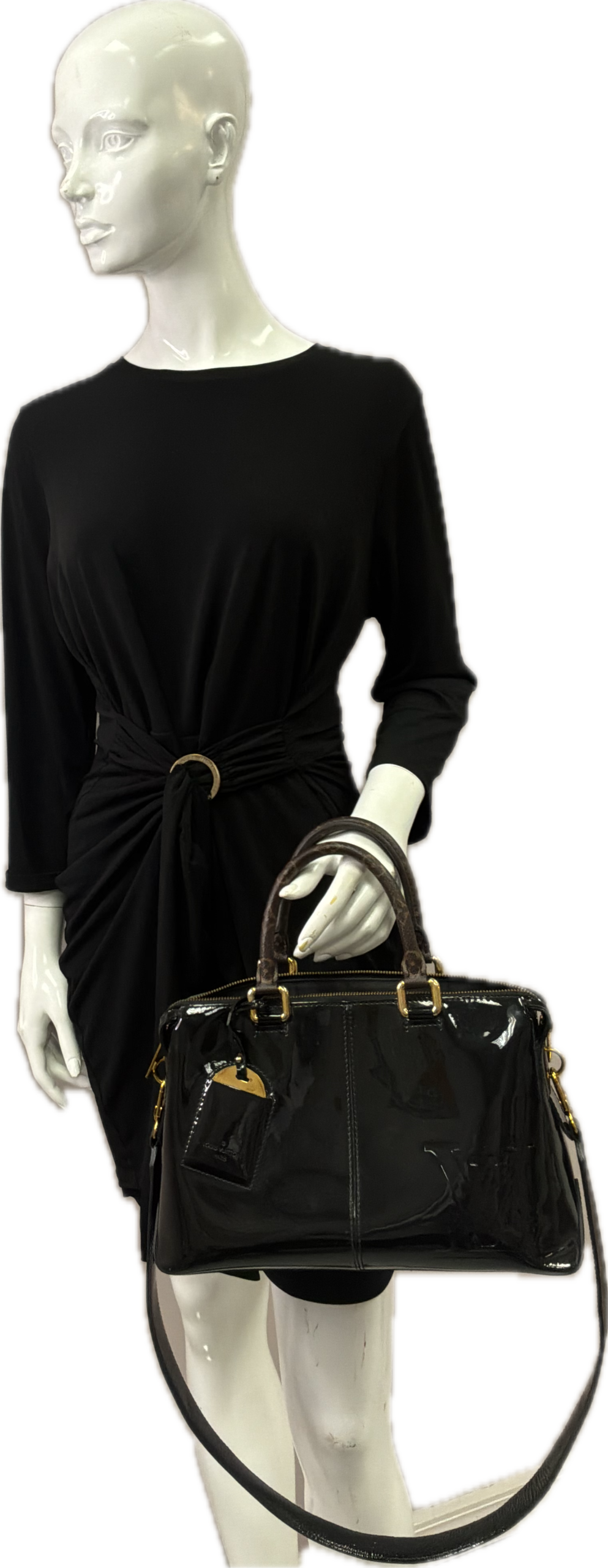 Louis Vuitton Miroir Black Vernis Patent Leather 2-Way Handbag - Image 6