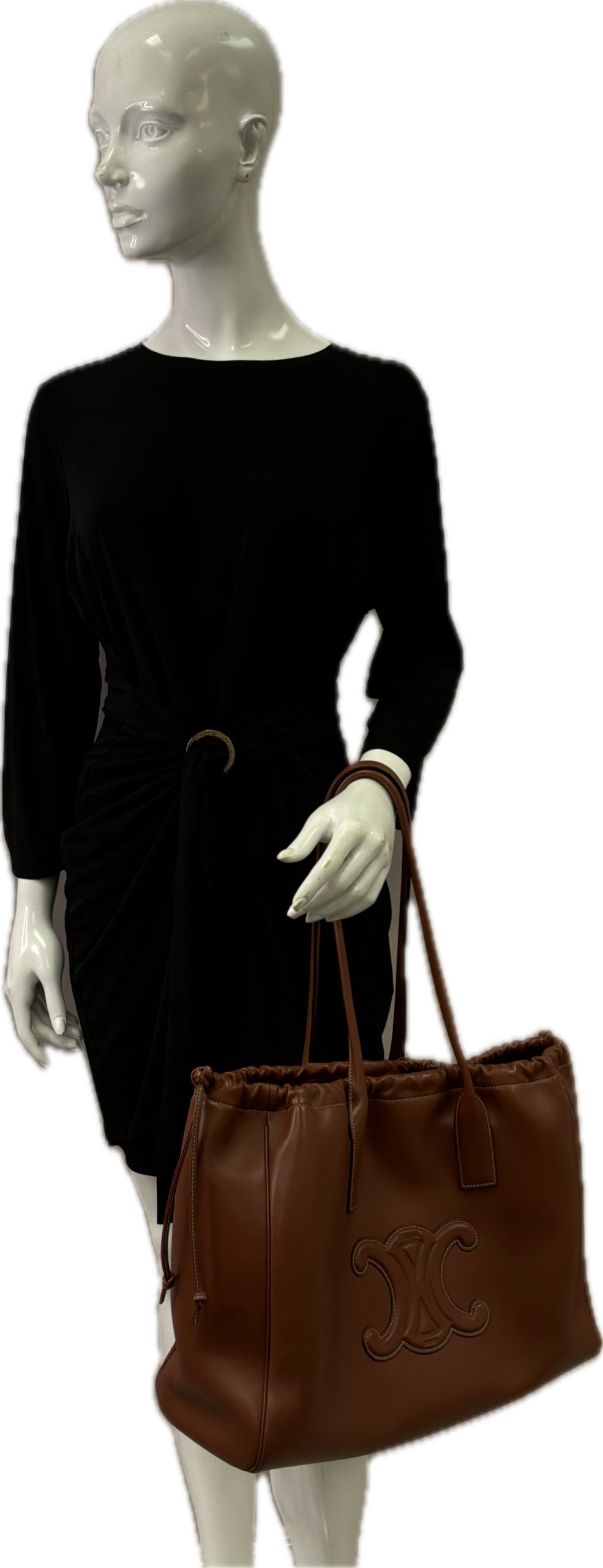 Celine Cuir Cabas Tote Brown Smooth Leather - Image 6