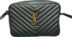 Saint Laurent Lou Camera Bag Gray Chevron Quilted Leather with Tassel
