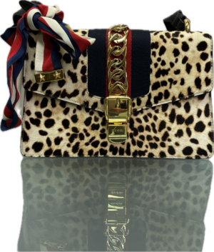 Gucci Sylvie Leopard Pony Hair Shoulder Bag