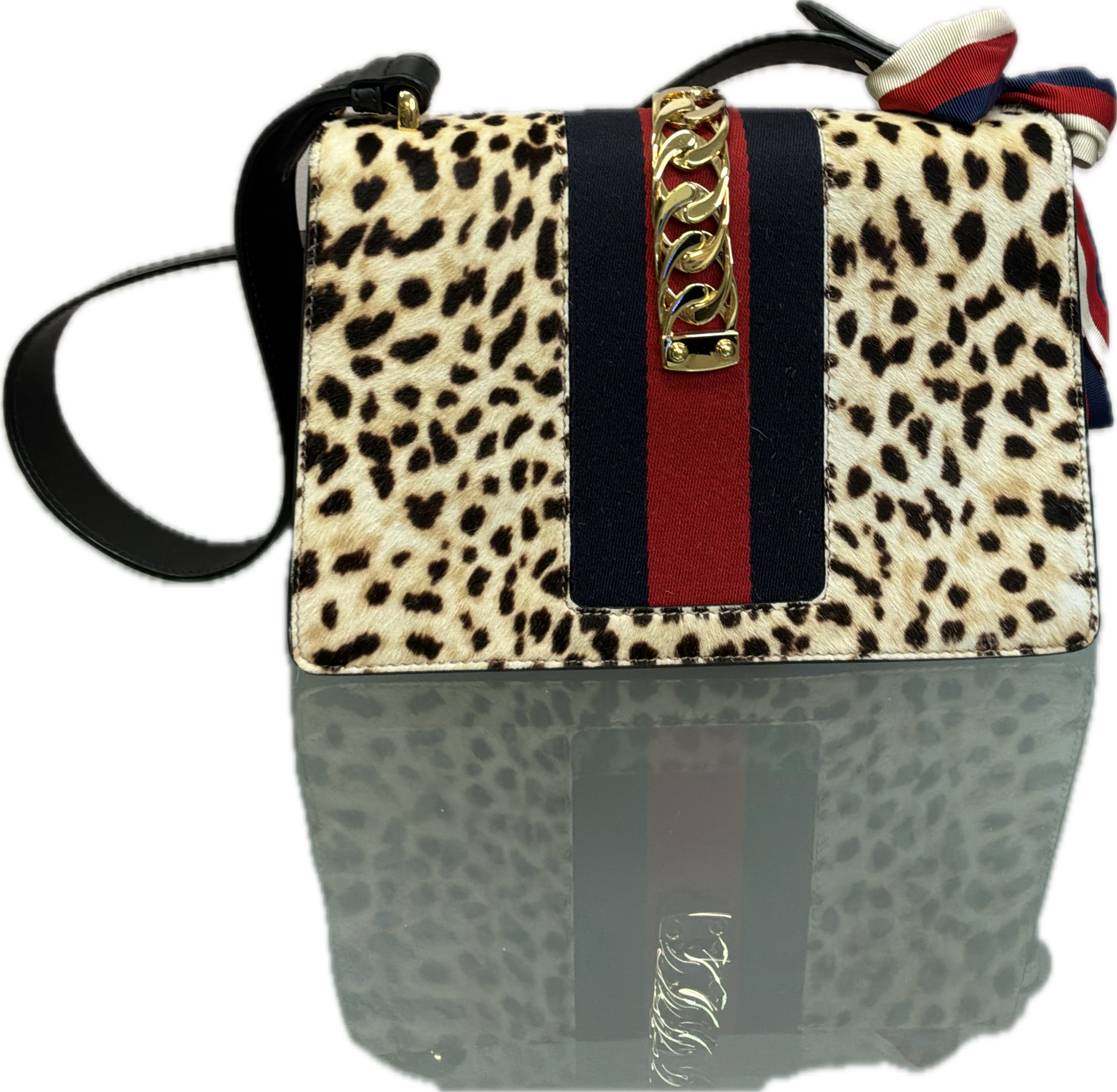Gucci Sylvie Leopard Pony Hair Shoulder Bag - Image 2
