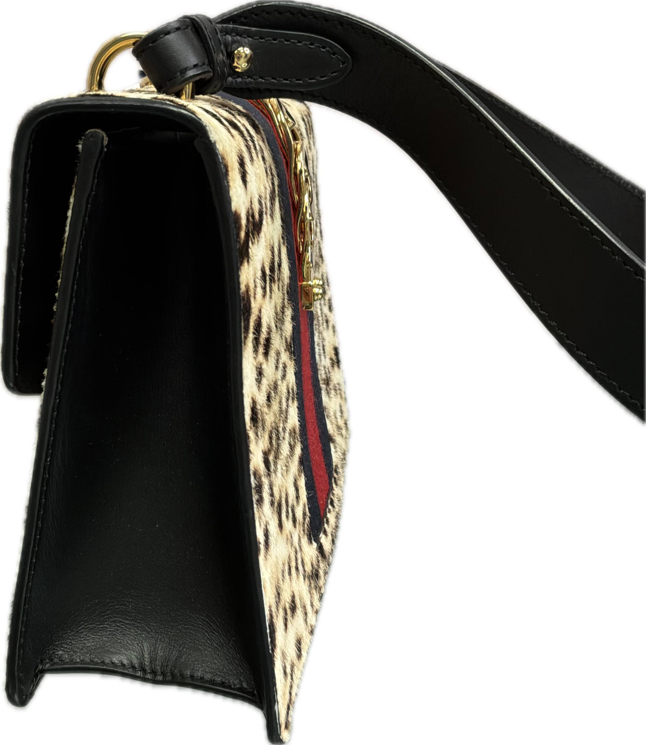 Gucci Sylvie Leopard Pony Hair Shoulder Bag - Image 4