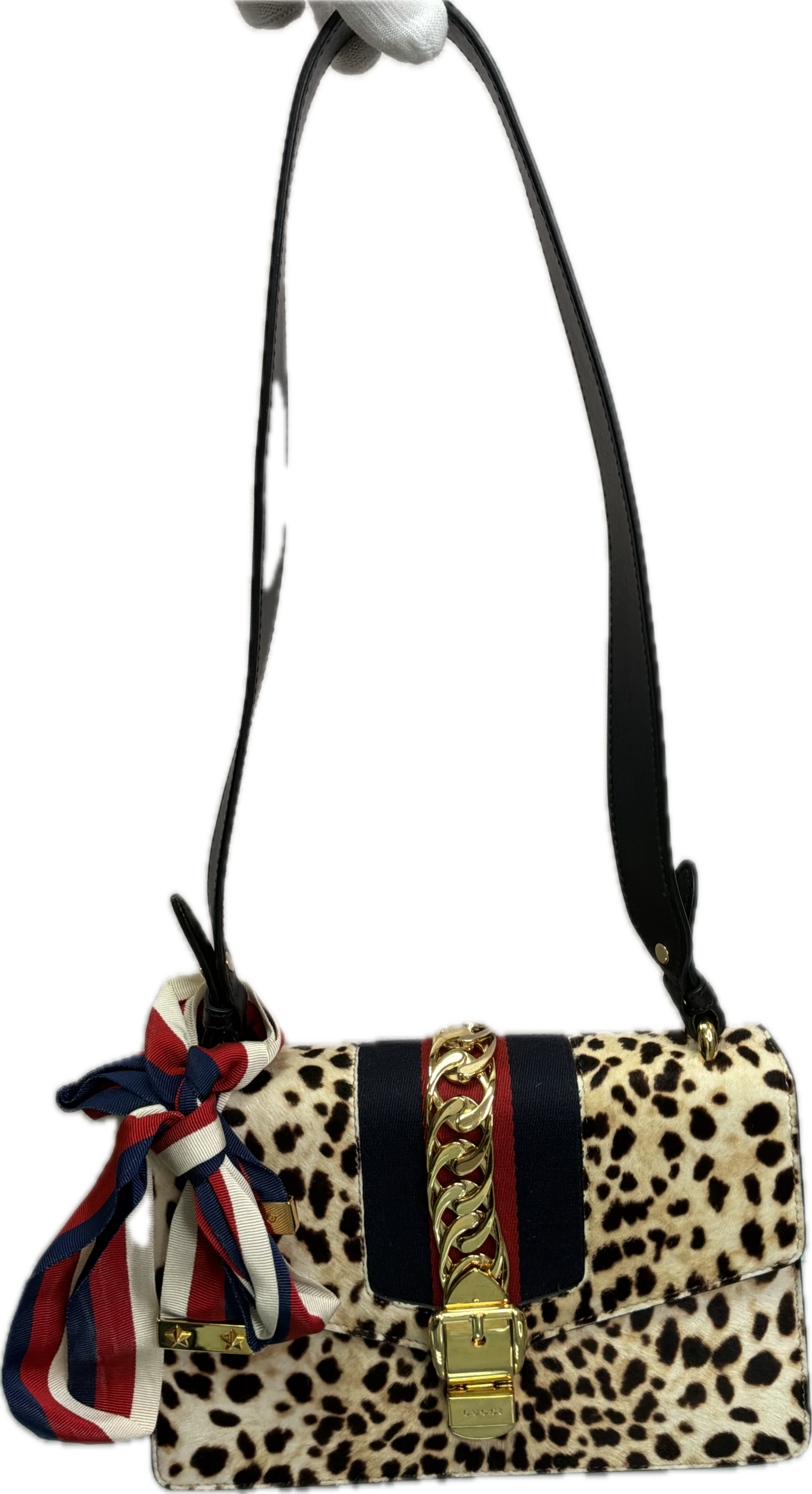 Gucci Sylvie Leopard Pony Hair Shoulder Bag - Image 5