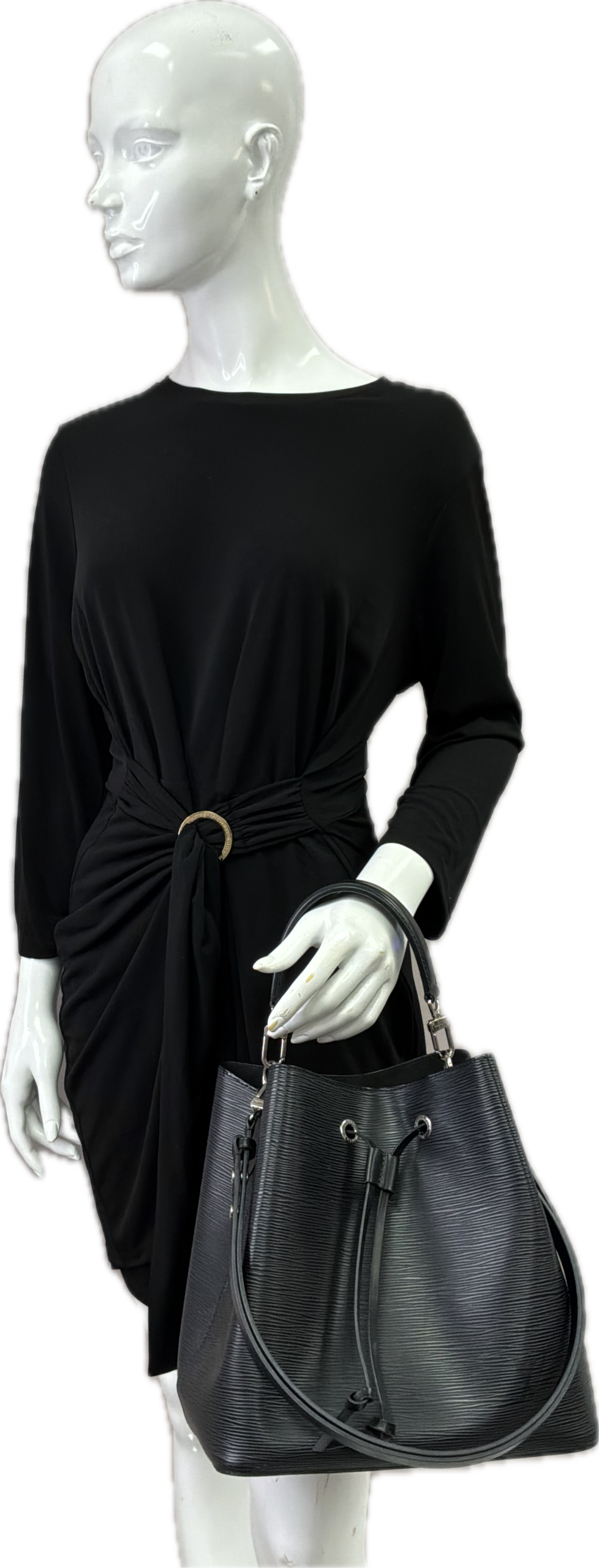 Louis Vuitton NéoNoé MM Black Epi Leather Bucket Bag - Image 5