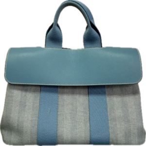 Hermès Valparaiso Small Blue & Gray Canvas Tote Bag with Pouch
