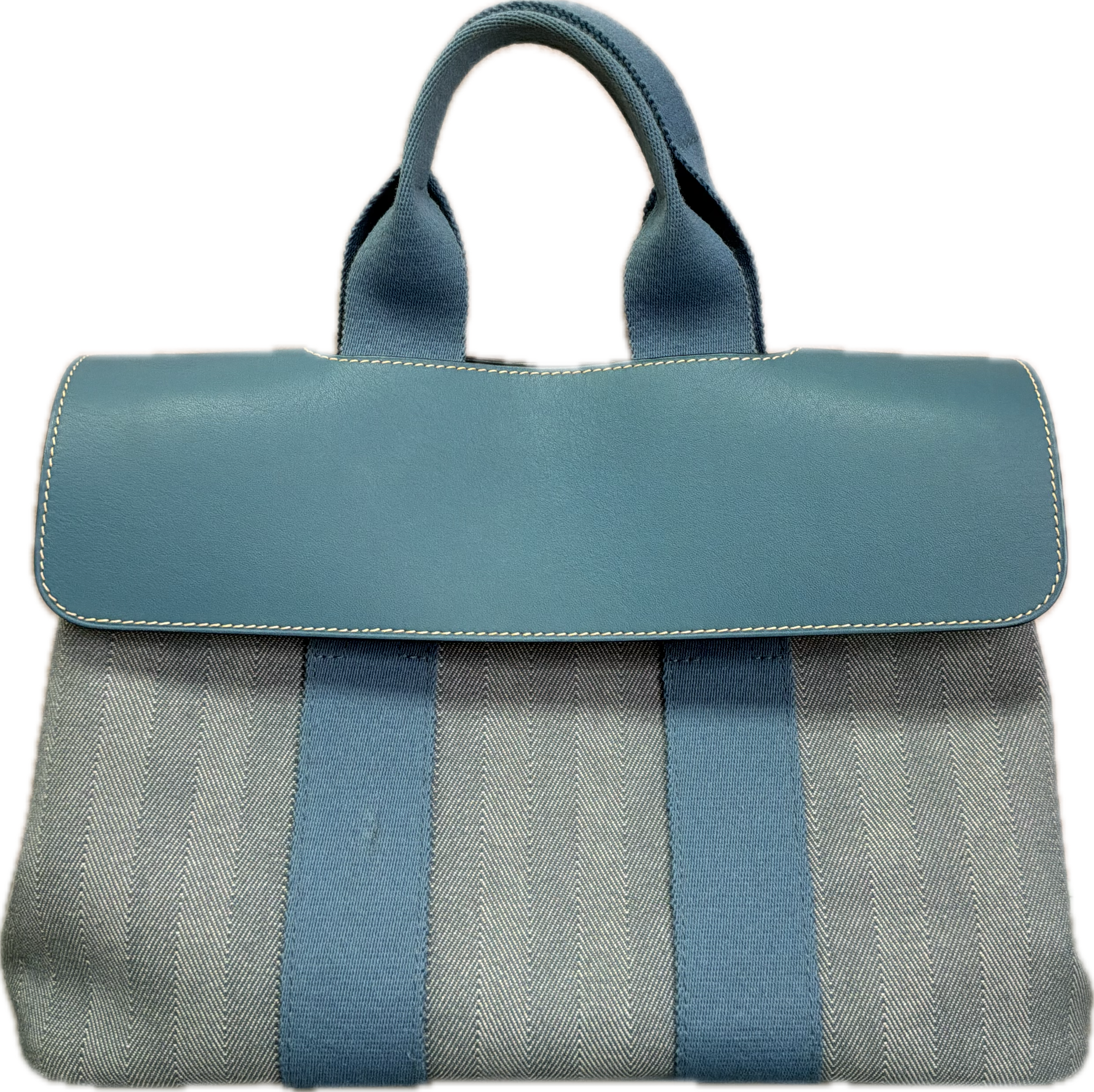 Hermès Valparaiso Small Blue & Gray Canvas Tote Bag with Pouch